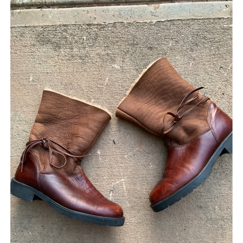 Santana Canada Womens Brown Leather Shearling Lined Winter Boots Size 9M 409